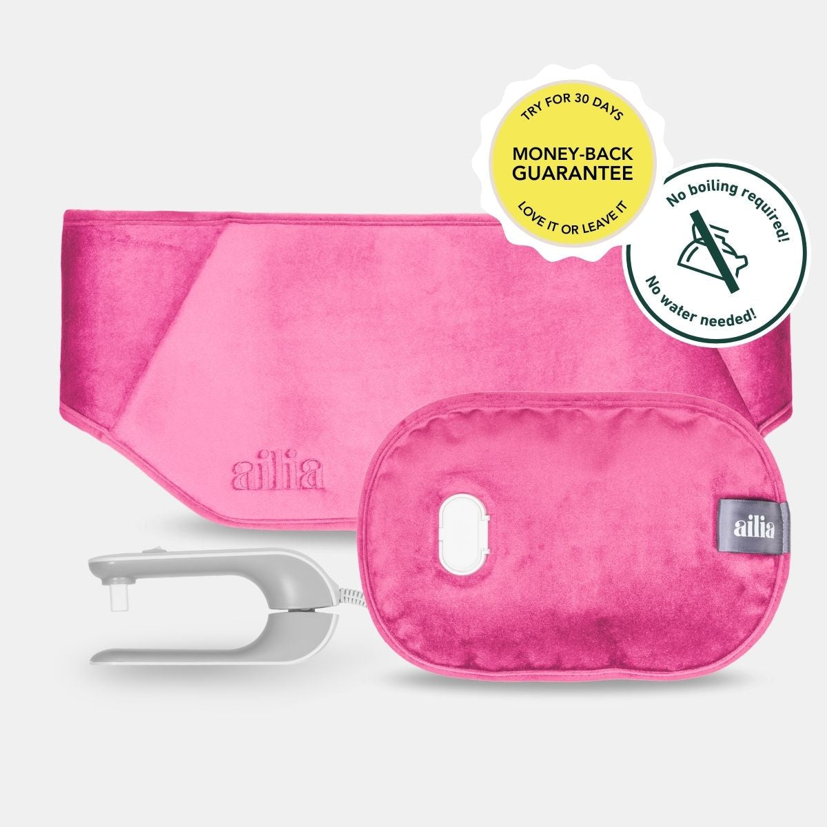 Ailia Electric Hot Water Bottle + Body Strap (Pink)